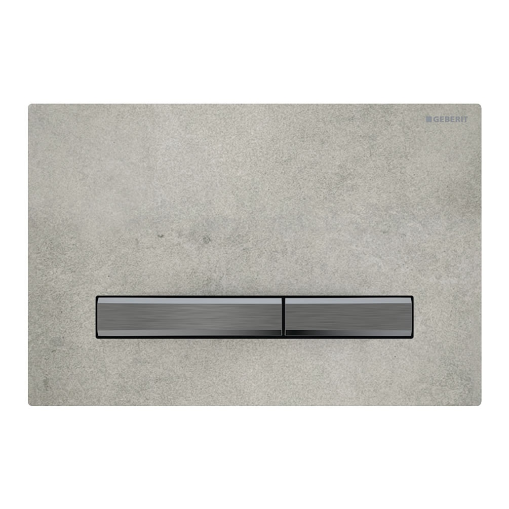 Cutout image of Geberit Sigma50 Square Concrete Ceramic / Black Chrome Dual Flush Plate